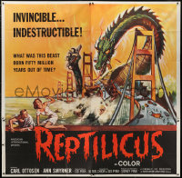 1j191 REPTILICUS 6sh 1962 indestructible 50 million year-old giant lizard destroys bridge, rare!