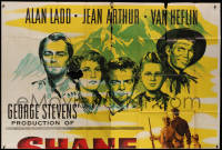 1j197 SHANE INCOMPLETE 6sh 1953 Alan Ladd, Jean Arthur, Van Heflin, Brandon De Wilde, top half only!