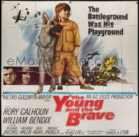 1j225 YOUNG & THE BRAVE 6sh 1963 Rory Calhoun, William Bendix, art of heroic boy & German Shepherd!