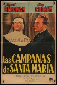 1j087 BELLS OF ST. MARY'S Argentinean 1946 Celano C. art of Ingrid Bergman & Bing Crosby, rare!