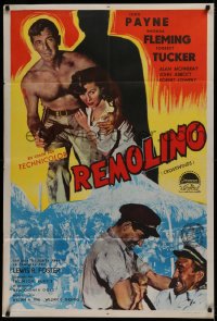 1j099 CROSSWINDS Argentinean 1951 John Payne & Rhonda Fleming are hunting for South Sea gold!