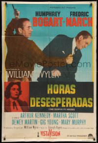 1j101 DESPERATE HOURS Argentinean 1955 Humphrey Bogart attacking Fredric March, William Wyler