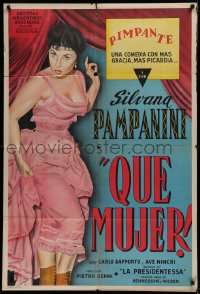 1j110 LA PRESIDENTESSA Argentinean 1952 full-length art of sexy showgirl Silvana Pampanini!