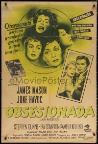 1j111 LADY POSSESSED Argentinean 1951 James Mason, June Havoc, LOVE that fed upon darkness & fear!