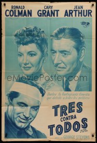 1j119 TALK OF THE TOWN Argentinean R1950s art of Cary Grant, Jean Arthur & Ronald Colman!
