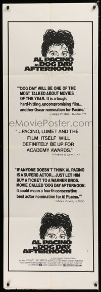 1j014 DOG DAY AFTERNOON door panel 1975 art of Al Pacino over title, Sidney Lumet crime classic!