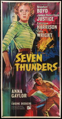 1j070 SEVEN THUNDERS English 3sh 1957 art of Anna Gaylor & Stephen Boyd, country of origin!