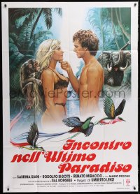 1j705 ADVENTURES IN LOST PARADISE Italian 1p 1982 Umberto Lenzi, art of near-naked jungle lovers!