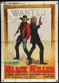 1j720 BLACK KILLER Italian 1p 1971 cool Franco art of Klaus Kinski & Cantafora on wanted poster!