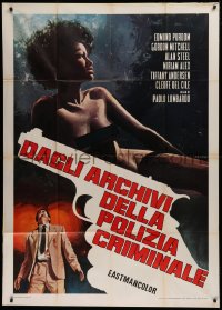 1j740 DAGLI ARCHIVI DELLA POLIZIA CRIMINALE Italian 1p 1973 Crovato art of sexy woman & man shot!