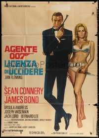 1j756 DR. NO Italian 1p R1971 Sciotti art of Sean Connery as James Bond & Ursula Andress in bikini!