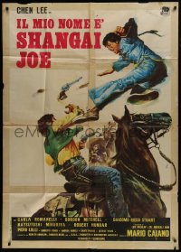 1j757 DRAGON STRIKES BACK Italian 1p 1972 Il mio nome e Shanghai Joe, cool kung fu western art!