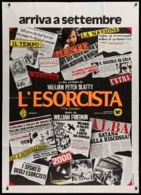 1j768 EXORCIST teaser Italian 1p 1974 William Friedkin, different newspaper clipping montage, rare!