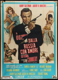 1j780 FROM RUSSIA WITH LOVE Italian 1p R1970s different art of Connery as James Bond + sexy girls!