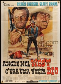 1j786 GOD WAS IN THE WEST TOO AT ONE TIME Italian 1p 1968 Gilbert Roland, spaghetti western art!