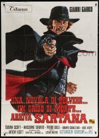 1j793 GUNMAN IN TOWN Italian 1p 1971 cool artwork of Gianni Garko pointing gun by P. Franco!