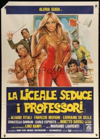 1j802 HOW TO SEDUCE YOUR TEACHER Italian 1p 1979 Sciotti art of sexy half-naked Gloria Guida!