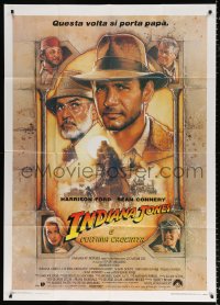 1j815 INDIANA JONES & THE LAST CRUSADE Italian 1p 1989 Struzan art of Harrison Ford & Sean Connery!