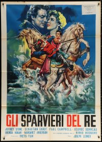 1j828 KNIGHTS OF THE QUEEN Italian 1p R1958 art of Jeff Stone as D'Artagnan, Three Musketeers!