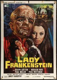 1j839 LADY FRANKENSTEIN Italian 1p 1971 La figlia di Frankenstein, cool horror art by Luca Crovato!