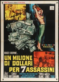 1j844 LAST MAN TO KILL Italian 1p 1966 Umberto Lenzi, art of sexy girl & cash by Renato Casaro!