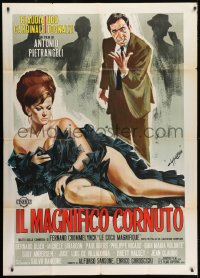 1j858 MAGNIFICENT CUCKOLD Italian 1p 1965 Symeoni art of sexy Claudia Cardinale in slinky dress!