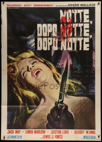 1j877 NIGHT AFTER NIGHT AFTER NIGHT Italian 1p 1970 Gasparri art of naked blonde & switchblade!