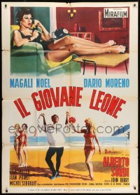 1j882 OH! QUE MAMBO Italian 1p 1958 Enzo Nistri art of Dario Moreno on beach & sexy Magali Noel!
