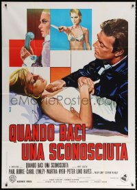 1j884 ONCE YOU KISS A STRANGER Italian 1p R1970s different Avelli art of sexy Carol Lynley!