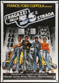 1j890 OUTSIDERS Italian 1p 1983 Coppola, Hinton, different art Dillon, Swayze, Macchio & Howell!