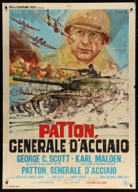 1j894 PATTON Italian 1p 1970 General George C. Scott, cool different art by Averardo Ciriello!