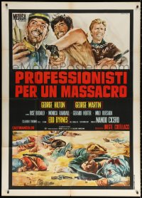 1j901 PROFESSIONALS FOR A MASSACRE Italian 1p 1967 Gasparri art of Hilton, Martin & Edd Byrnes!