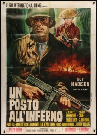 1j903 RAIDERS OF THE BLOODY BEACH Italian 1p 1969 art of WWII soldier Guy Madison by Renato Casaro!