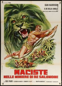1j920 SAMSON IN KING SOLOMON'S MINES Italian 1p R1972 Tarzan-like art of Reg Park on vine, rare!