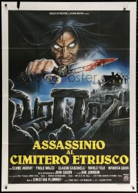 1j925 SCORPION WITH TWO TAILS Italian 1p 1982 cool hororr art of possessed guy with bloody knife!