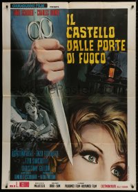 1j926 SCREAM OF THE DEMON LOVER Italian 1p 1971 Roger Corman, Casaro art of scared woman & scissors!