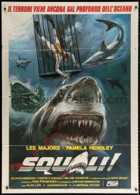 1j941 SIX MILLION DOLLAR MAN: SHARKS Italian 1p 1979 Majors, art of scuba diver surrounded, rare!