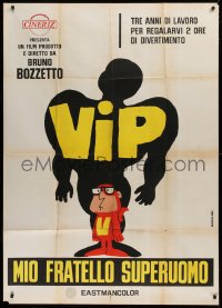 1j953 SUPERVIPS Italian 1p 1968 great cartoon art of wimpy superhero with muscular shadow!