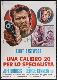 1j967 THUNDERBOLT & LIGHTFOOT Italian 1p 1974 different Avelli artwork of Clint Eastwood with gun!