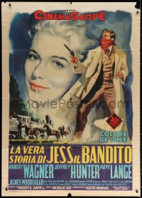 1j974 TRUE STORY OF JESSE JAMES Italian 1p 1957 Nicholas Ray, Manno art of Wagner & Lange, rare!