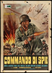 1j993 WHEN HEROES DIE Italian 1p 1970 art of WWII soldier Craig Hill in battle by Mario Piovano!