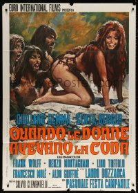 1j994 WHEN WOMEN HAD TAILS Italian 1p 1973 Ciriello art of sexy prehistoric cavewoman Senta Berger!