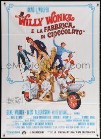 1j997 WILLY WONKA & THE CHOCOLATE FACTORY Italian 1p 1971 cool different art of Gene Wilder & cast!