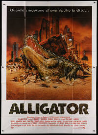 1j513 ALLIGATOR Italian 2p 1981 different Lamb artwork of giant alligator breaking through street!