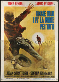 1j529 BROTHER OUTLAW Italian 2p 1971 cool spaghetti western art of man shot in duel, rare!