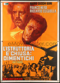 1j535 CASE IS CLOSED, FORGET IT Italian 2p 1974 art of Franco Nero & Cucciolla over rioters!