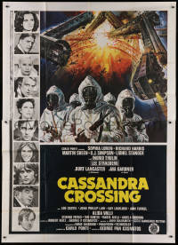 1j536 CASSANDRA CROSSING Italian 2p 1977 Sophia Loren, Richard Harris, cool quarantined train artwork!