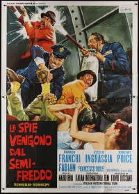 1j559 DR. GOLDFOOT & THE GIRL BOMBS style B Italian 2p 1966 Mario Bava, Vincent Price, DeSeta art!