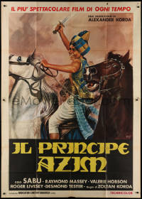 1j561 DRUMS Italian 2p R1975 cool different Mos art of Sabu on horseback with sword raised!