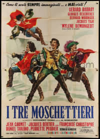 1j566 FIGHTING MUSKETEERS Italian 2p 1961 different Casaro art of D'Artagnan & swashbucklers!